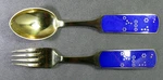 Danish 1964 Gilded Christmas Fork & Spoon Flatware Set, Denmark - A. Michel. Fixed Price $195.00.