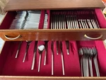 Wmf Cromargan Helsinki Germany Flatware Set Wooden Canteen/box 88 Piece. Fixed Price $980.00.