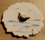 Stone Wall Art Sculpture Raised Pelican Bird Ocean Water Signed Abstract Edge. Fixed Price $24.99.
