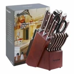 Homgeek 15-PIECE Kitchen Knife Set With Block Wooden Chef German Stainless Steel. Fixed Price $94.99.