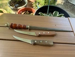 Vintage Germany Quality F. Dick Knife Sharpening Steel - Plus 2 Knives. Fixed Price $199.00.