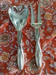 Towle Silversmiths Silverplated Serving Set Fork Heart Spoon Twisted Handles. Fixed Price $11.99.