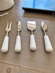 Pottery Barn White Marble Cheese Knives - Set Of 4. Fixed Price $29.99.