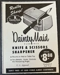 1961 Dainty Maid Electric Knife Scissors Sharpener Mini B&w Vintage Print Ad. Fixed Price $5.95.