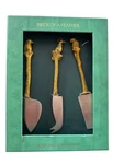 Anthropologie Birds Of Feather 3 Piece Cheese Knives Stainless Brass Handles. Fixed Price $31.95.
