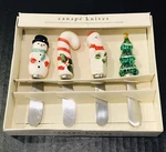Pier 1 Imports Assorted Christmas Holiday Canap Knife Set Cheese Spreaders Nib. Fixed Price $12.99.