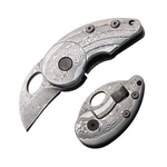 Damascus Mini Folding Knife, 0.78" Edc Pocket With Full B.... Fixed Price $67.68.