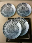 Pottery Barn Navy Coral Shell Melamine Salad Plates Set Of 4, New - No Box. Fixed Price $31.00.