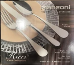 Manzoni Ricci Stainless Flatware Set For Service 45 Piece 18/10 Bright Finish. Fixed Price $595.00.