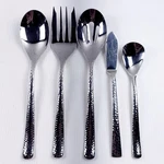 Tomodachi Serving Flatware Hammered Slot Spoon Fork Butter Stainless Steel 18/10. Fixed Price $27.00.