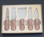 Gift Set Of 5 Olive-wood Cheese Knives & Server Stainless Steel- New Box. Fixed Price $13.98.