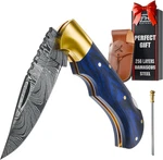 6.5 Inch Handmade Damascus Pocket Knife For Men - Steel Folding W. Fixed Price $29.44.