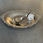 Oneida Deluxe Stainless 2 Piece Snack Party Platter Set & Spoon Candy Dish Usa. Fixed Price $10.00.