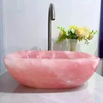 Pink Rose Quartz Sink Basin For Bathroom Interior , Unique Vessel Wash Dec. Fixed Price $551.58.