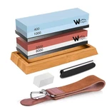Wucgea Knife Sharpening Kit - 400/1000 3000/8000 Grit Japanese Whetstone. Fixed Price $30.99.