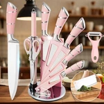 Kitchen Knife Set 9PCS Stainless Steel Block Cutlery W/sharpener. Fixed Price $31.98.