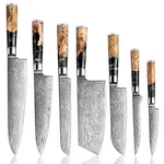 Kitchen Knife Set Piece Damascus VG10 Steel TSUNAMI7 Black Resin Senken Chefs. Fixed Price $612.99.