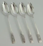 Set Of 4 Community Oneida Coronation Silverplate Oval Soup Spoons. Fixed Price $15.95.