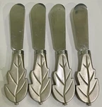 Stainless Steel Silver Butter/cheese Spreaders - Set Of 4 Maple Leaf Design. Fixed Price $23.50.