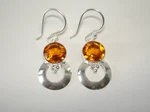 Ab Orange Amber Citrine Topaz Dangle Hook Earrings .925 Sterling Silver 1.5". Fixed Price $70.00.