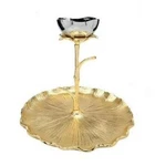 Classic Touch LCD1021 Round Chip & Dip Bowl With Lotus Flower Design Gold Nwb. Fixed Price $53.90.
