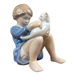 Royal Copenhagen Girl With Cat Porcelain Figurine 4631 1970S John Galster. Fixed Price $74.95.