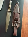 Wolfklinge Made Knives Fighting Stiletto 12" Damascus Steel Blade. Fixed Price $75.00.