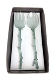 Madhouse Michael Aran Designs Salad Servers Clear Greenish Blue Branch Style. Fixed Price $18.99.
