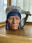 Vintage Indian Chief Head Ceramic Coffee Mug Hand Painted Native American. Fixed Price $24.99.