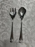 Gorham Old French N119 Salad Server Spoon, N118 Serving Fork Silverplate. Fixed Price $30.00.