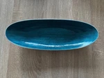 Simply Designz Oval Plate Teal Platter Server Appetizer Dish Silver Oblong Vtg. Fixed Price $19.90.