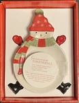 Hallmark Snowman Spreader Set Plate, 4 Knives-mitten Boots Cheeseball Recipe. Fixed Price $20.00.