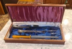 William Rodgers Vintage Silverplate & Bakelite Carving Set Wood Oak Box. Fixed Price $75.00.