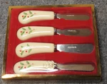 Set Of Four Lenox Holiday Butter, Condiment, Cheese Knives And Spreaders Nib. Fixed Price $24.97.