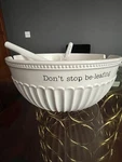 Mud Pie Ceramic Salad Bowl Set "don't Stop Be-leafing" With Wood Servers Nwt. Fixed Price $45.99.
