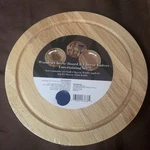 Wood Cheese Board & 2 Knives Set 7" Diam 1.5" Thck Pull Out Drawer New Ip. Fixed Price $15.00.