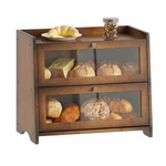 Bread BOX,2 Tier Brown For Kitchen Countertop,large Capacity Wooden.... Fixed Price $58.17.