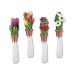 Flower Bouquet Cheese Spreaders, Hand-painted Resin Handles With Stainless St.... Fixed Price $40.23.