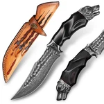 Minowe Handcrafted 10 Inches Damascus Steel Fixed Blade Hunting Knife With Le.... Fixed Price $190.81.