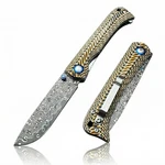 Damascus Steel Folding Pocket Knife, 3.15" VG10 Blade For And Women, Two-.... Fixed Price $82.99.