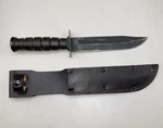 U.s. Camillus Fighting Knife Fixed 7" Blade Black +dk Brown Sheath Sharp Vtg. Fixed Price $119.95.