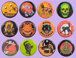 Retro Halloween Buttons Set Of 12 Pins Badges Free Returns Classic Designs. Fixed Price $17.99.