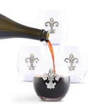 Arthur Court - Fleur De Lis Stemless Wine Glasses, Set Of 4. Fixed Price $73.99.
