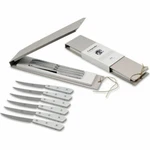 Coltellerie Berti Set Of 6 Compendio Steak Knives White / Ice Lucite Handles. Fixed Price $329.90.