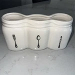 Home Essentials Ceramic 3 Utensil Cutlery Holder Dishwasher Safe Microwave. Fixed Price $15.00.