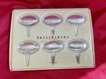 6 Pottery Barn Metal Cheese Markers Brie Bleu Cheddar Chevre Gruyere Gouda Set. Fixed Price $25.00.