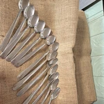 Set Of 12 Silver Stainless Steel Spoons Glossy Finish Solid Handle Adult Kitchen. Fixed Price $20.00.