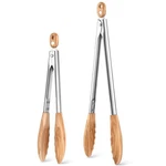Olive Wood Kitchen Tongs Set Of 2 11.4 14.6 Inch Salad Serving. Fixed Price $37.19.