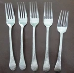 Towle American Hammered Stainless Dinner Forks & Salad Lot 5 Pc. Fixed Price $14.00.
