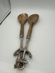 Mud Pie Anchor Icons Wood And Metal Salad Spoon Fork Servers Set Of 2. Fixed Price $15.75.